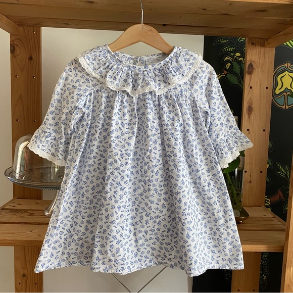 Frances Rose White Blue Floral Ruffle Collar Mary Margaret Dress 2t - Picture 3 of 16